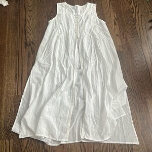100% cotton white linen maxi tank top Greece flowy swim cover dress